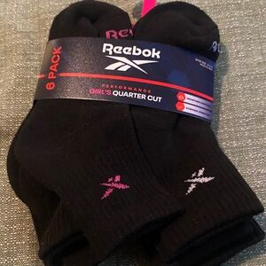Reebok Black and Pink Athletic Socks - 6 Pack